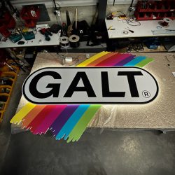 LED halo illuminated sign for Galt