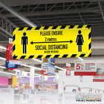 social distancing hanging sign boards
