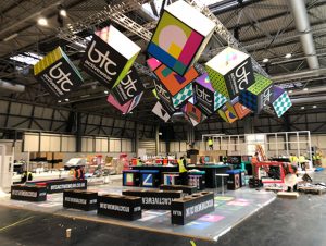 tension fabric hanging cube structures